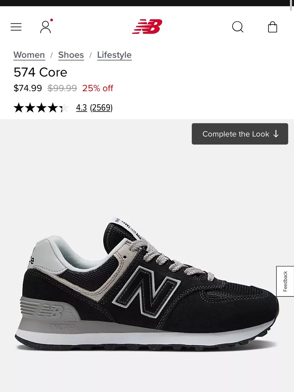 New Balance Men's 574 Core Sneakers - Black & Gray